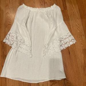 Beach Lunch Lounge White Gauze Dress/Cover Up